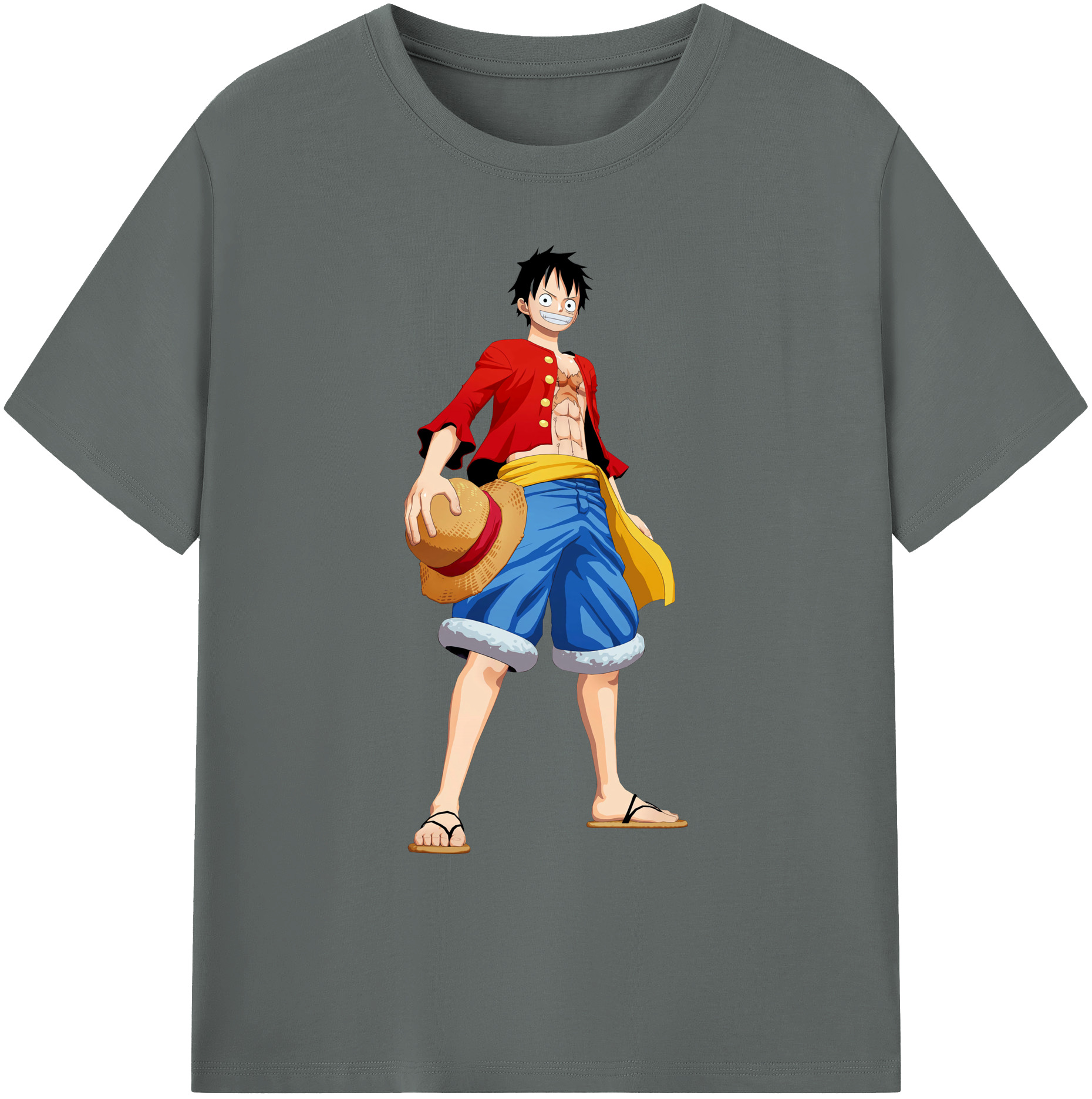 ワンピース モンキー・D・ルフィ ONE PIECE Monkey D. Luffy 綿100％ メンズ半袖Tシャツ｜肌触りやわらか＆通気性